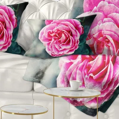 Design Art Floral Rose Lumbar Pillow