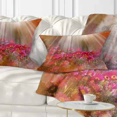 Design Art Floral Sunlight Over Garden With Flowers Lumbar Pillow