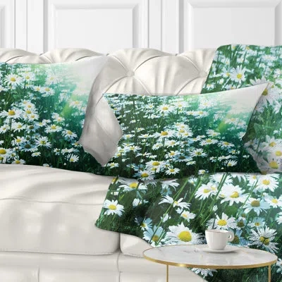 Design Art Floral Sunny Garden With Cute Flowers Lumbar Pillow