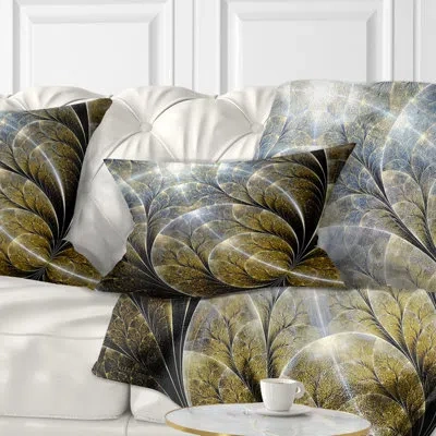 Design Art Floral Symmetrical Fractal Flower With Lighting Lumbar Pillow
