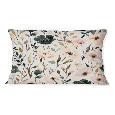 Design Art Floral Throw Pillow In Black;pink