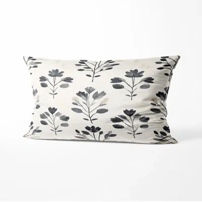 Design Art Floral Throw Pillow - Boho Summer Garden Bloom Printed Cushion In Black;beige