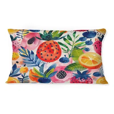 Design Art Floral Throw Pillow In Green;red