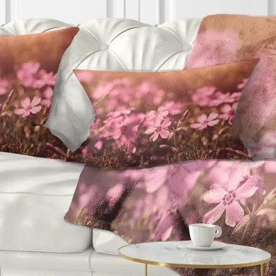 Design Art Floral Violet Flowers In Vintage Style Lumbar Pillow