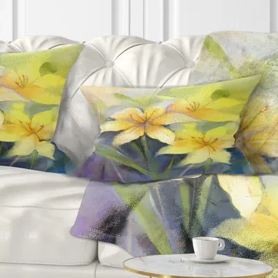 Design Art Floral Watercolor Painting Lily Flower Lumbar Pillow