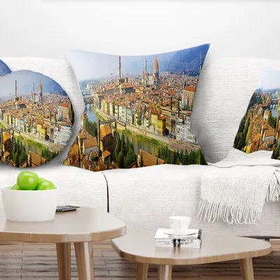 Design Art Florence Panoramic View - Cityscape Printed Throw Pillow