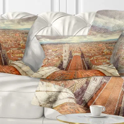 Design Art Florence View From Duomo Cathedral Cityscape Pillow In Blue;black;brown;green;red;yellow