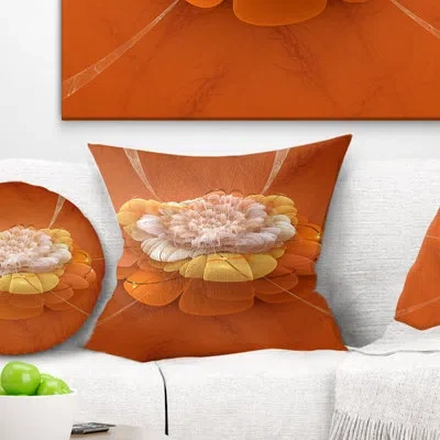 Design Art Flower Blossom Fractal Pillow In Yellow