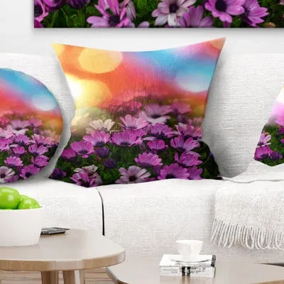 Design Art Flower On Colorful Background Pillow In Purple