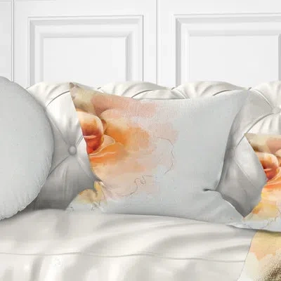 Design Art Flower Rose Watercolor Pillow In Orange