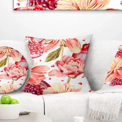 Design Art Flowers Beyond The Edges - Floral Printed Throw Pillow In Red;pink