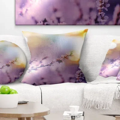 Design Art Flowers Of Cherry In Spring Garden - Floral Printed Pillow In Purple