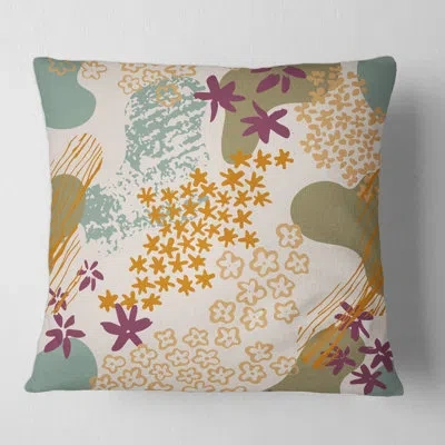 Design Art Flowers Silhouettes And Fluid Shapes Square Pillow Cover And Insert In Orange