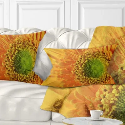 Design Art Flowerswork Daisy Gerbera Flower Close Up Lumbar Pillow