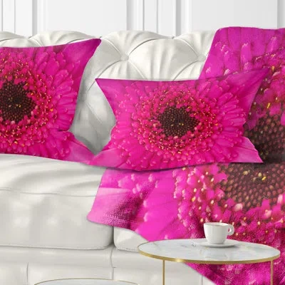 Design Art Flowerswork Macro Photo Of Gerbera Flower Lumbar Pillow