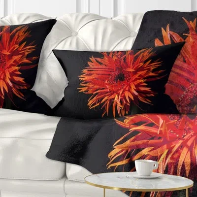 Design Art Flowerswork Spider Gerbera Daisy Watercolor Lumbar Pillow