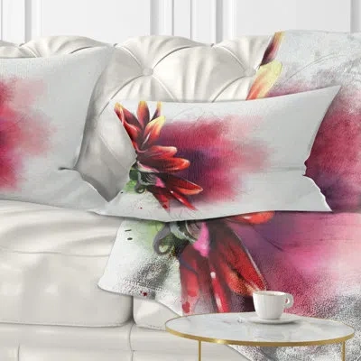 Design Art Flowerswork Sunflower Watercolor Sketch Lumbar Pillow