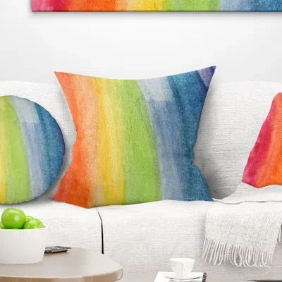 Design Art Flowing Rainbow Colors - Abstract Printed Pillow In Blue;red