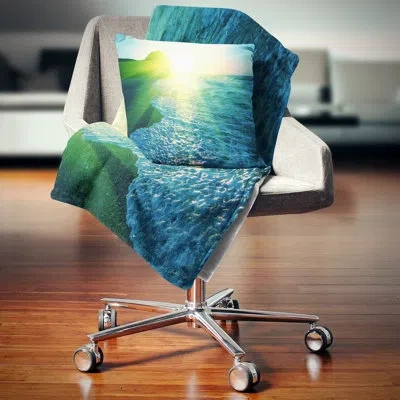 Design Art Foaming Blue Waves - Sea & Shore Printed Pillow