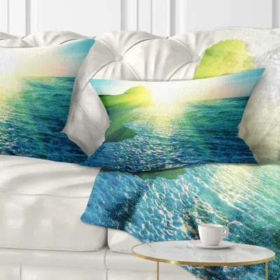 Design Art Foaming Blue Waves - Sea & Shore Printed Pillow