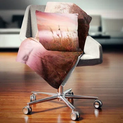 Design Art Foggy Land With Early Morning Mist - Landscape Printed Pillow In Red