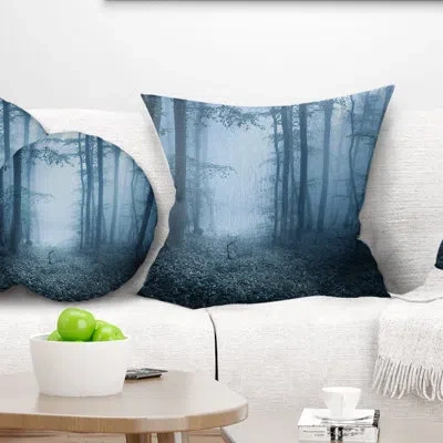 Design Art Foggy Spring Forest - Landscape Printed Pillow