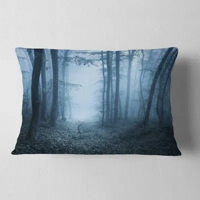 Design Art Foggy Spring Forest - Landscape Printed Throw Pillow