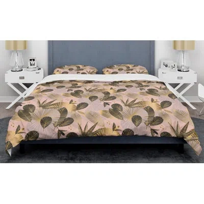 Design Art Foliage Iii Mid-century Duvet Cover Set In Gold