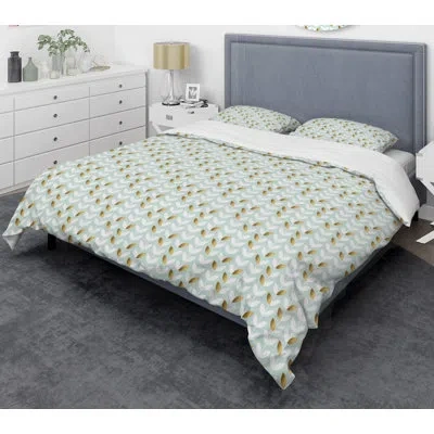 Design Art Foliage X Mid-century Duvet Cover Set In Green