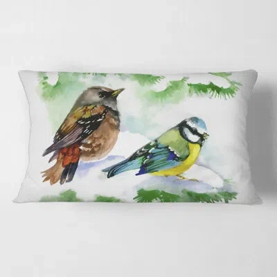 Design Art Forest Birds On Snowy Fir Tree Branch Rectangular Pillow Cover & Insert