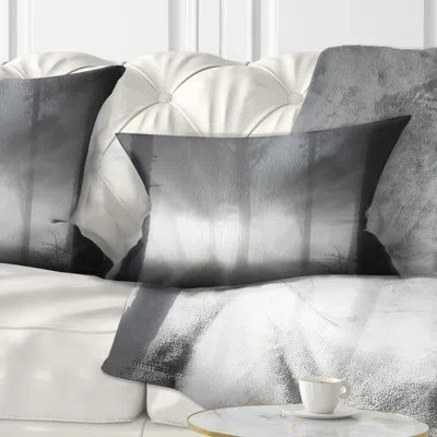 Design Art Forest In Heavy Autumn Mist Landscape Photo Rectangular Pillow Cover & Insert In Black;white