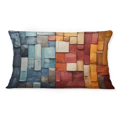 Design Art Forest Red Wood Collage I - Forest Printed Throw Pillow In Multi-color