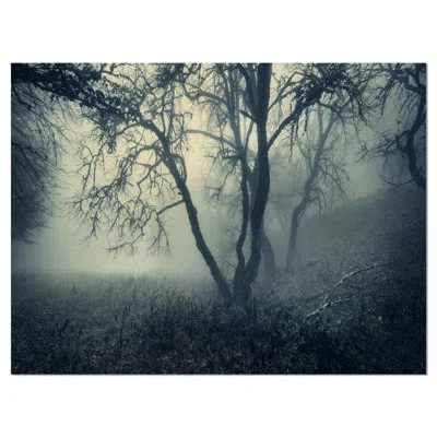 Design Art Forest With Green Fog In Morning - Wrapped Canvas Photograph Print In Black;white