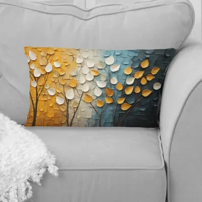 Design Art Forest Yellow Wood Collage Iv - Forest Printed Throw Pillow In Green;yellow