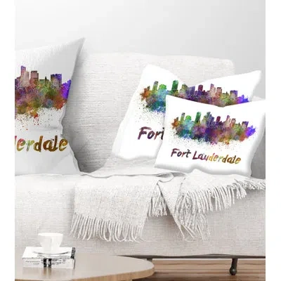 Design Art Fort Lauderdale Skyline - Cityscape Printed Pillow