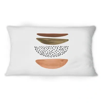 Design Art Four Half Moon Geometrics - Modern Printed Throw Pillow 12" X 20"
