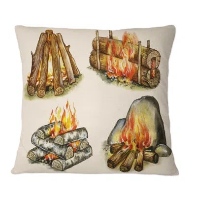 Design Art Four Types Of Campfires - Cabin & Lodge Printed Throw Pillow