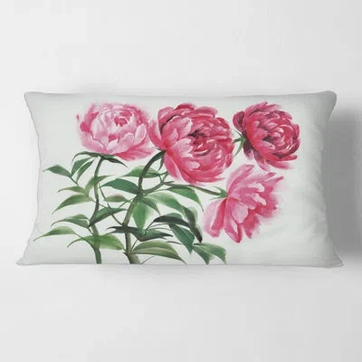 Design Art Four Vintage Pink Peonies - Traditional Printed Pillow