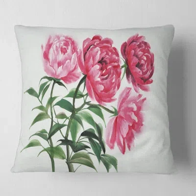 Design Art Four Vintage Pink Peonies - Traditional Printed Throw Pillow