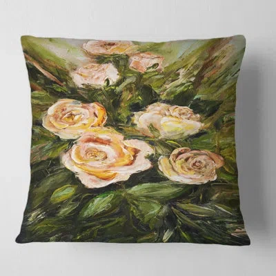Design Art Four Vintage Pink Roses - Traditional Printed Pillow In Beige