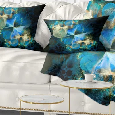 Design Art Fractal 3d Blue Bubbles - Abstract Printed Pillow