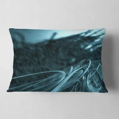 Design Art Fractal 3d Bottom Stripes - Abstract Printed Throw Pillow In Blue