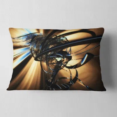 Design Art Fractal 3d Dark Brown Tangle - Abstract Printed Pillow