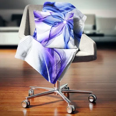 Design Art Fractal Bright Blue Flower - Floral Printed Pillow In Throw Pillow
