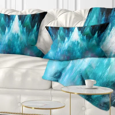 Design Art Fractal Crystals Design - Abstract Printed Pillow In Blue