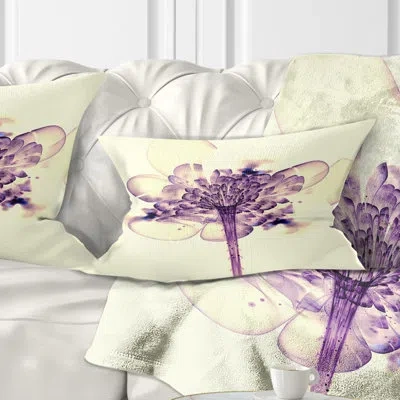 Design Art Fractal Flower Light Pink - Floral Printed Throw Pillow