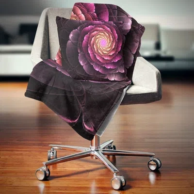 Design Art Fractal Flower Light Purple Digital Art - Floral Printed Pillow