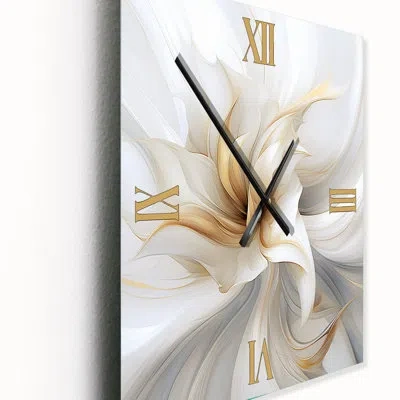Design Art Fractal Flower Tender White Sensitivity Ii - Abstract  Metal Wall Clock