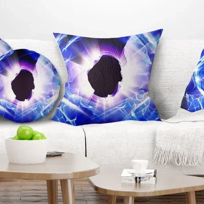 Design Art Fractal Light Shine - Abstract Printed Pillow In Blue