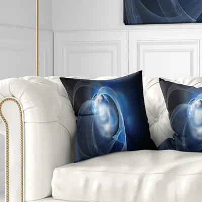 Design Art Fractal Lighting In Dark Blue - Abstract Printed Pillow